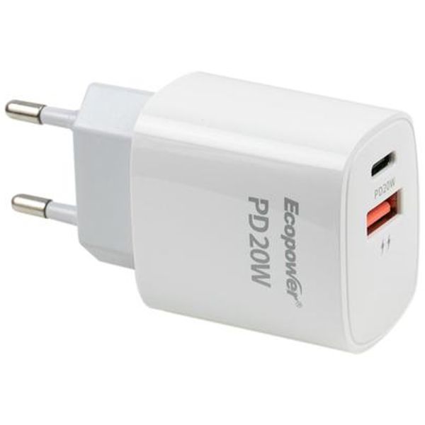 Adaptador USB-C y USB-A Ecopower EP-7038 20 W - Blanco
